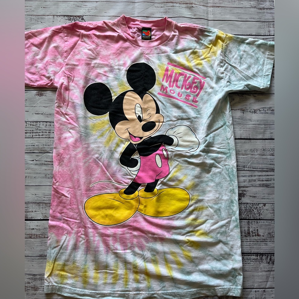 Disney Mickey Unlimited Tie-dye Sleep Shirt Mickey Mouse 90s One Size EUC
